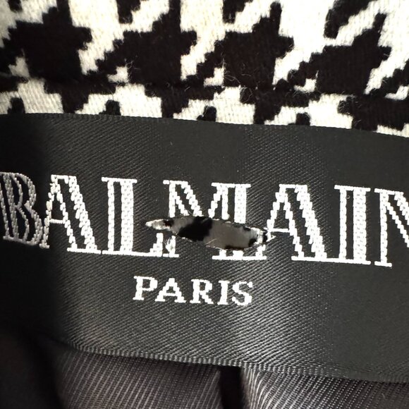 Balmain Classic Print Tweed Houndstooth B&W Doublebreasted Blazer Sz 36 - Picture 7 of 9